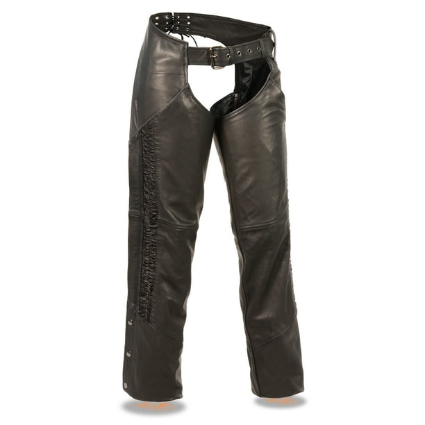 Milwaukee Leather Womens Hip Set Pocket Chap with Crinkled Leg Striping Black//Black, XXX-Small